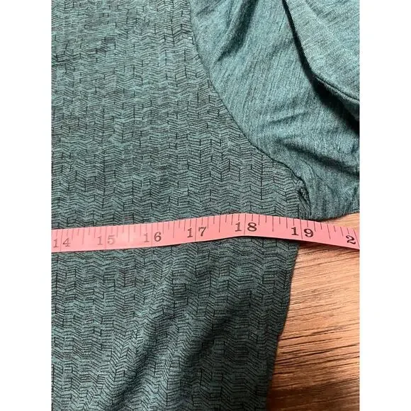 Segments Merino Wool V Neck Long Sleeve Base Layer Top Women L Teal Green Hiking - Picture 8 of 10